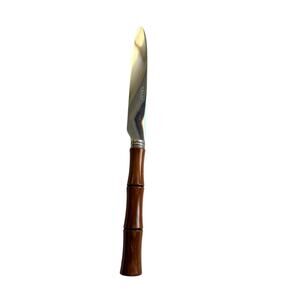 NEW Sabre Paris Bambou Bamboo Brown Wood Dinner Knife Stainless Steel France